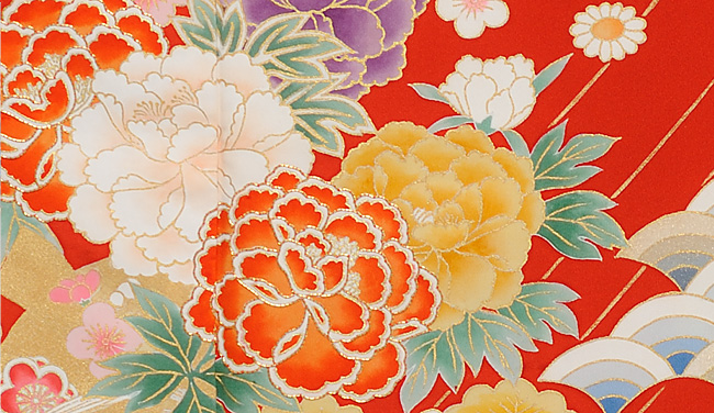 画像3:美術友禅山之内別誂振袖『流線に青海波と花熨斗』(ゴム糸目工程)伝統的工芸品京友禅