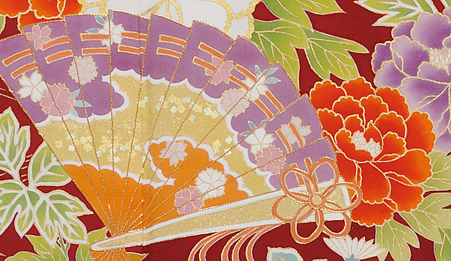 画像3:美術友禅山之内別誂振袖『流水に檜扇草花』(ゴム糸目工程)伝統的工芸品京友禅