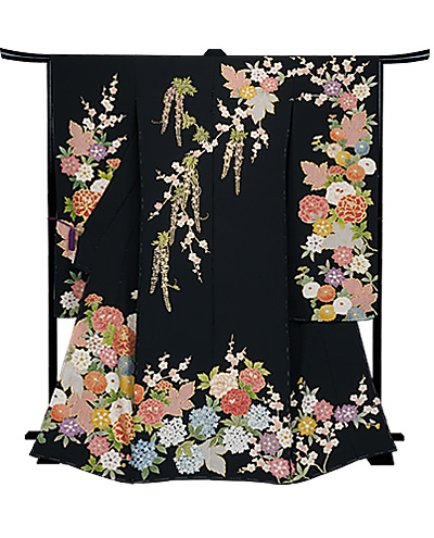 画像2:美術友禅山之内振袖『百花煌彩図』(ゴム糸目工程)伝統的工芸品京友禅