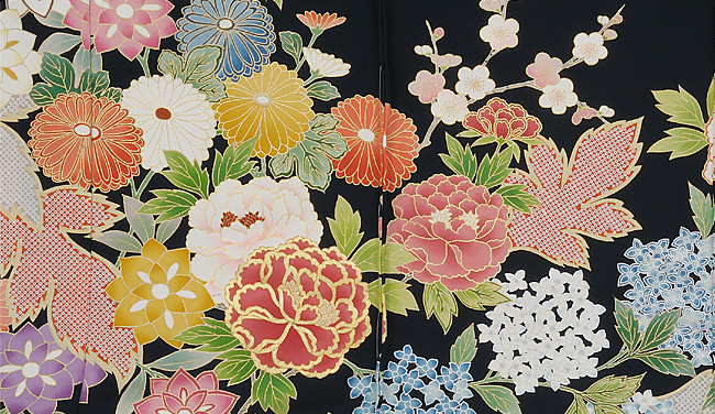 画像3:美術友禅山之内振袖『百花煌彩図』(ゴム糸目工程)伝統的工芸品京友禅