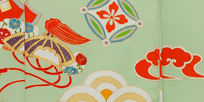 画像3:美術友禅山之内振袖『有職宝尽くし』(本糊糸目工程)伝統的工芸品京友禅
