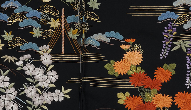 画像3:美術友禅山之内訪問着『兼六』(日本刺繍工程)伝統的工芸品加賀繍