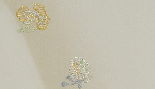 画像3:美術友禅山之内訪問着『宝尽くし』(日本刺繍工程)伝統的工芸品加賀繍