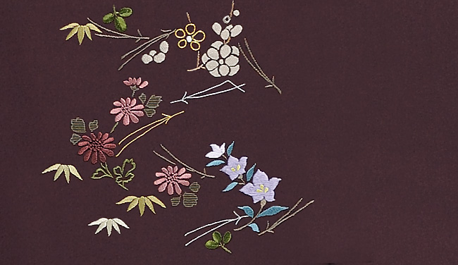 画像3:美術友禅山之内訪問着『吹き寄せ』(日本刺繍工程)伝統的工芸品加賀繍