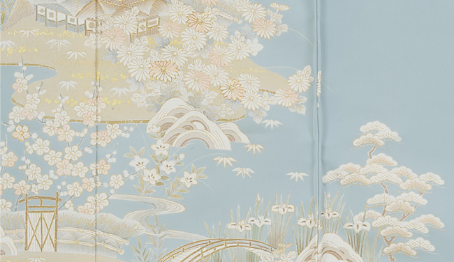 画像3:美術友禅山之内訪問着『江戸茶ヶ辻』(本糊糸目工程)伝統的工芸品京友禅