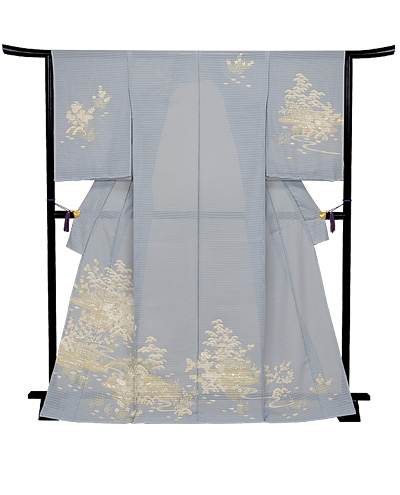 画像2:美術友禅山之内訪問着『江戸茶ヶ辻』五泉絽(本糊糸目工程)伝統的工芸品京友禅