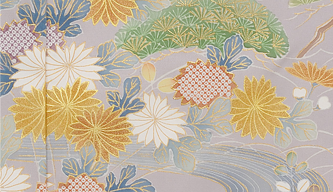 画像3:美術友禅山之内訪問着『松竹梅菊煌彩文様』(本糊糸目工程)伝統的工芸品京友禅