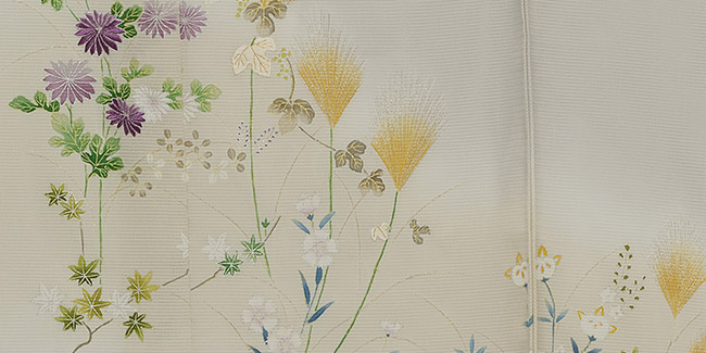 画像3:美術友禅山之内訪問着『秋草』五泉絽(本糊糸目工程)伝統的工芸品京友禅