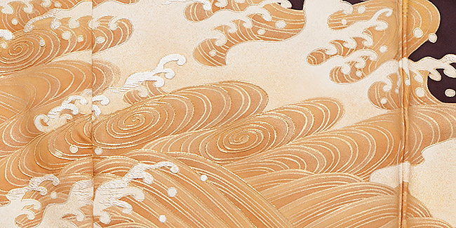 画像3：美術友禅山之内色留袖『黄金の海』（本糊糸目工程）伝統的工芸品京友禅