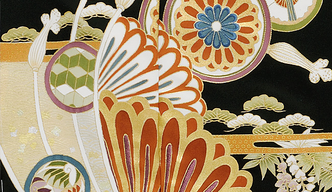 画像3:美術友禅山之内黒留袖『桃山の宴』(ゴム糸目工程)伝統的工芸品京友禅