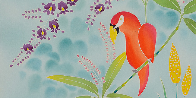 画像3:美術友禅山之内名古屋帯『ジャングル』(ゴム糸目工程)伝統的工芸品京友禅