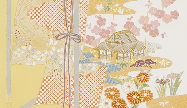 画像3:美術友禅山之内名古屋帯『誰が袖文』(本糊糸目工程)伝統的工芸品京友禅