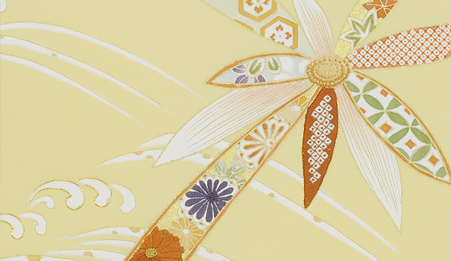 画像3:美術友禅山之内名古屋帯『摺菱田煌菊図』(本糊糸目工程)伝統的工芸品京友禅