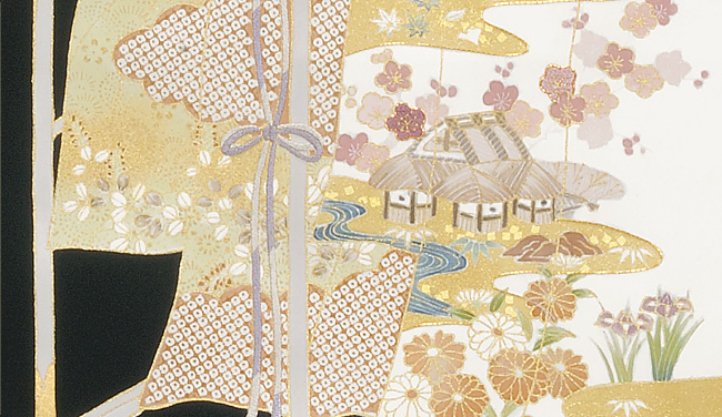 画像3:美術友禅山之内名古屋帯『誰が袖文』(本糊糸目工程)伝統的工芸品京友禅