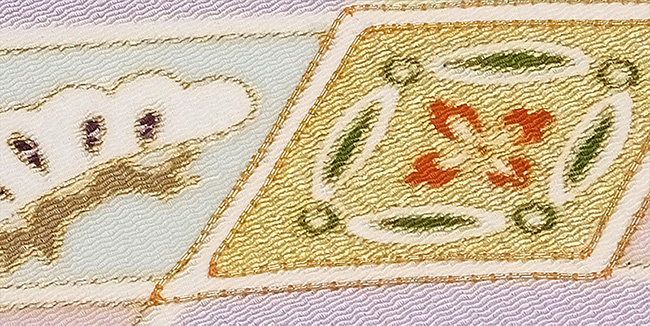 画像3:美術友禅山之内名古屋帯『菱繋ぎ宝尽くし』(本糊糸目工程)伝統的工芸品京友禅
