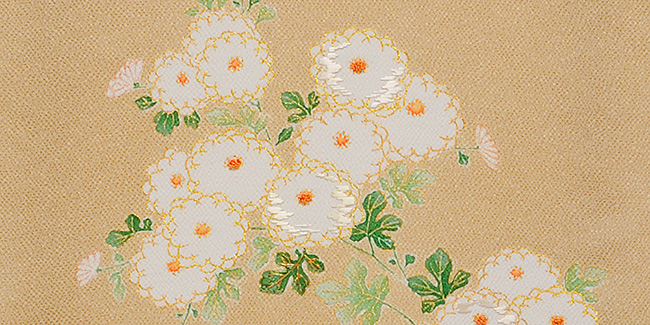画像3:美術友禅山之内名古屋帯『万寿菊』(本糊糸目工程)伝統的工芸品京友禅