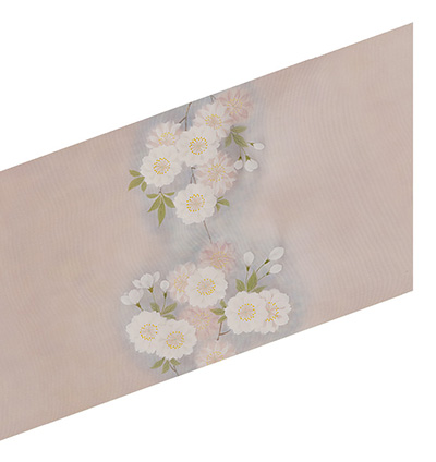 画像2:美術友禅山之内名古屋帯『八重桜』(濡れ描き工程)伝統的工芸品京友禅