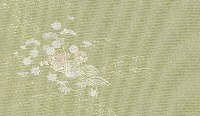 画像3:美術友禅山之内付下『吉祥草花宝尽くし文』(本糊糸目工程)伝統的工芸品京友禅